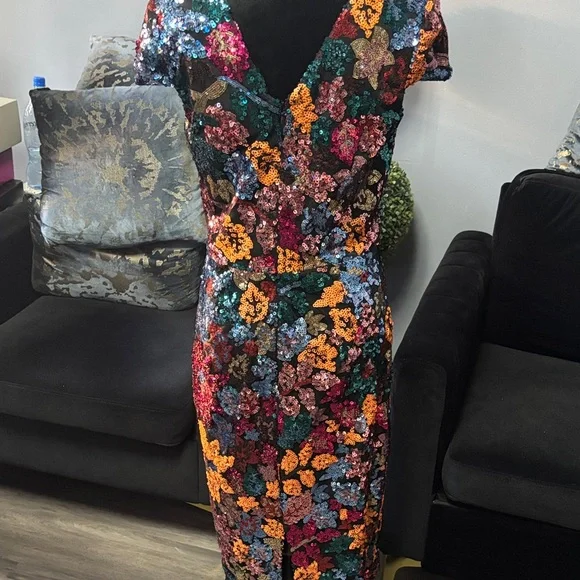 Dress the Population Multicolor Sequin Midi Dress - Picture 2 of 5